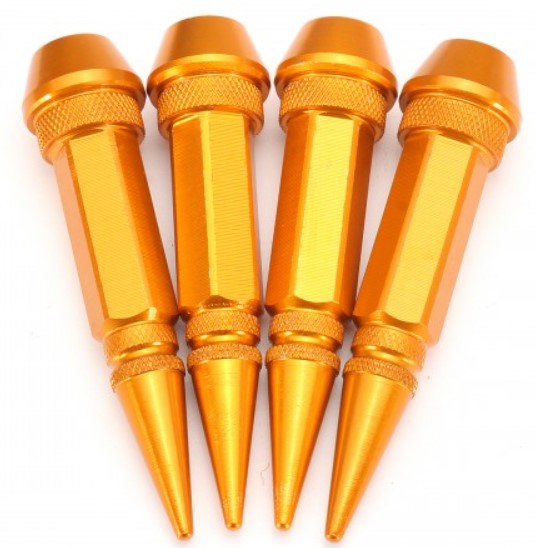 Spike Style Tyre Valve Caps GOLD – Universal (Set of 4)