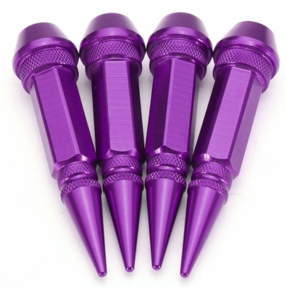 Spike Style Tyre Valve Caps PURPLE– Universal (Set of 4)