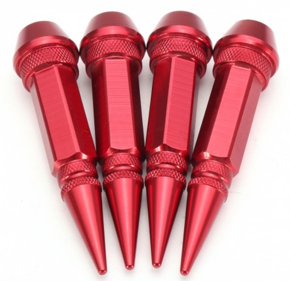 Spike Style Tyre Valve Caps RED– Universal (Set of 4)